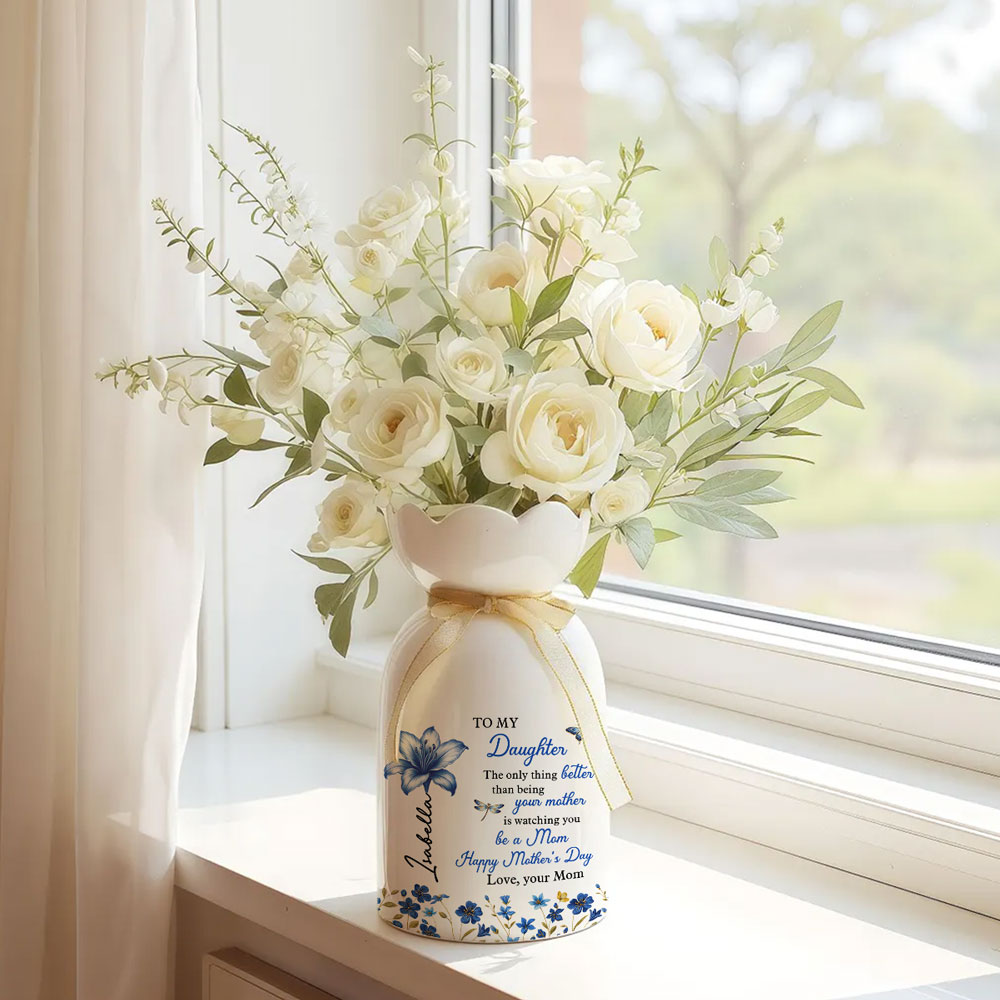 Happy Watching You Grow - Personalized Ribbon Tie Flower Vase