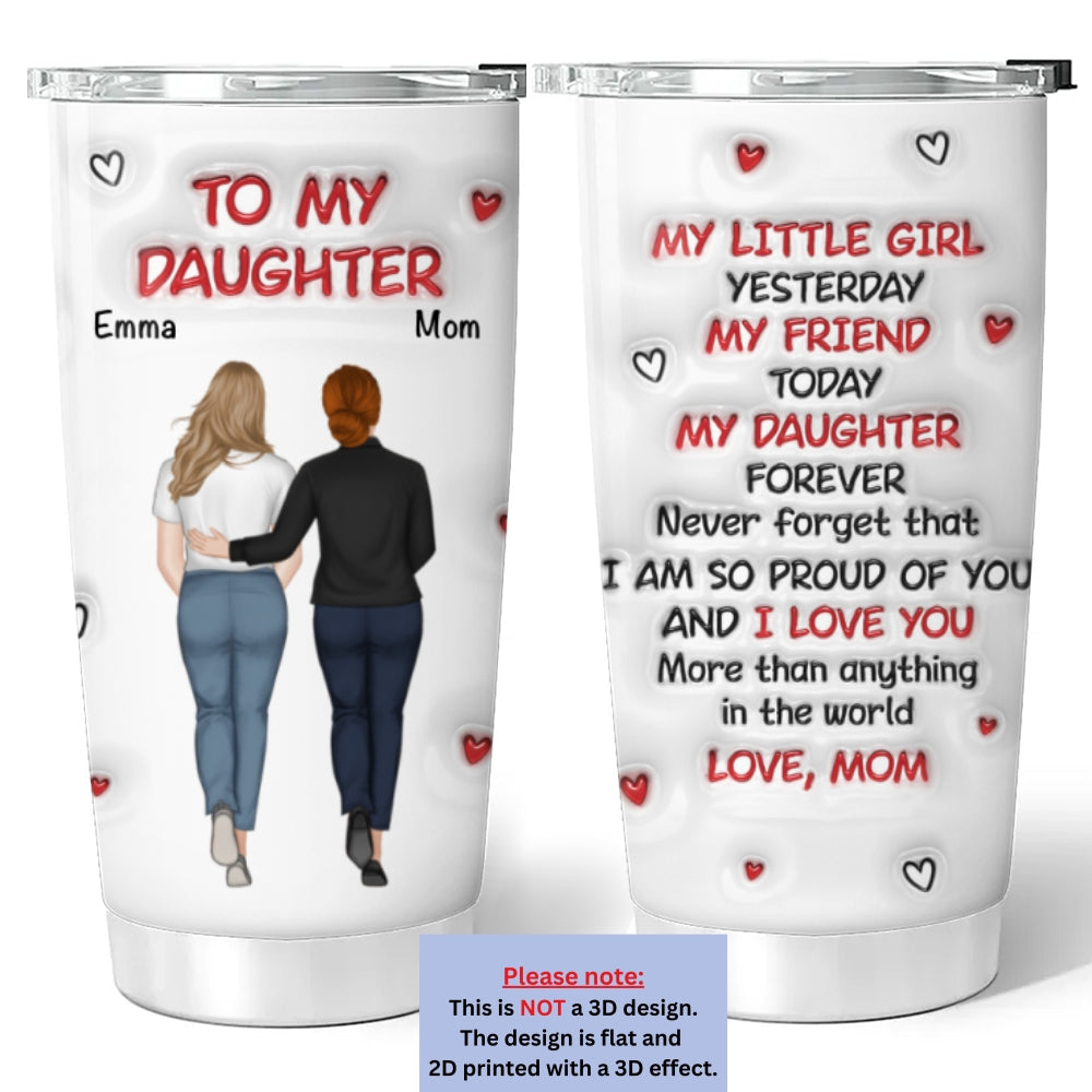 Custom Christmas Birthday Gifts For Daughter • Hug From Mom - Personalized 3D Inflated Effect Tumbler