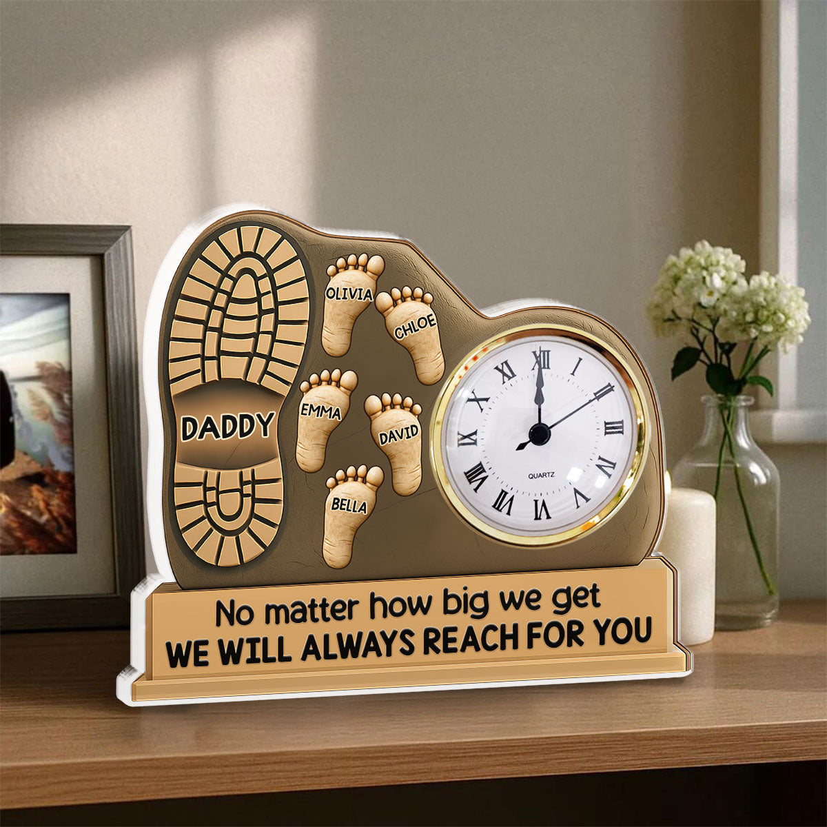 Custom Couple's Decor, Anniversary & Wedding Gift • We Will Always Reach For You - Personalized Acrylic Desk Clock Plaque