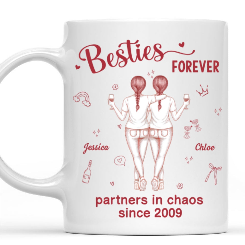 Custom Best Friend, Christmas & Birthday Friendship Keepsake Gift • Partners In Chaos - Personalized Coffee Mug