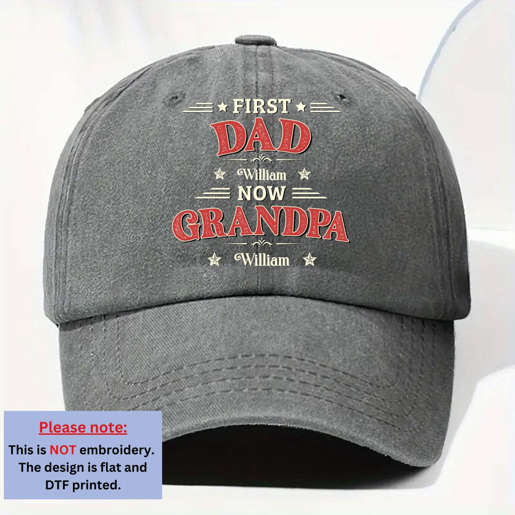 Custom Christmas Headwear Birthday Gifts for Grandpa • Our Papa - Personalized Vintage Washed Denim Cap