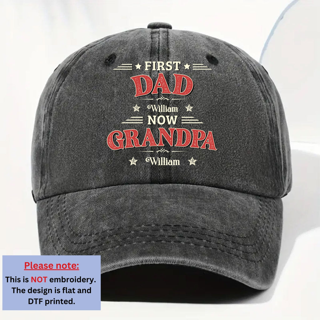 Custom Christmas Headwear Birthday Gifts for Grandpa • Our Papa - Personalized Vintage Washed Denim Cap