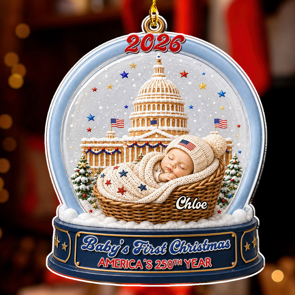 Custom Baby First Christmas Ornament for New Parents •  250th Baby - Personalized Acrylic Ornament
