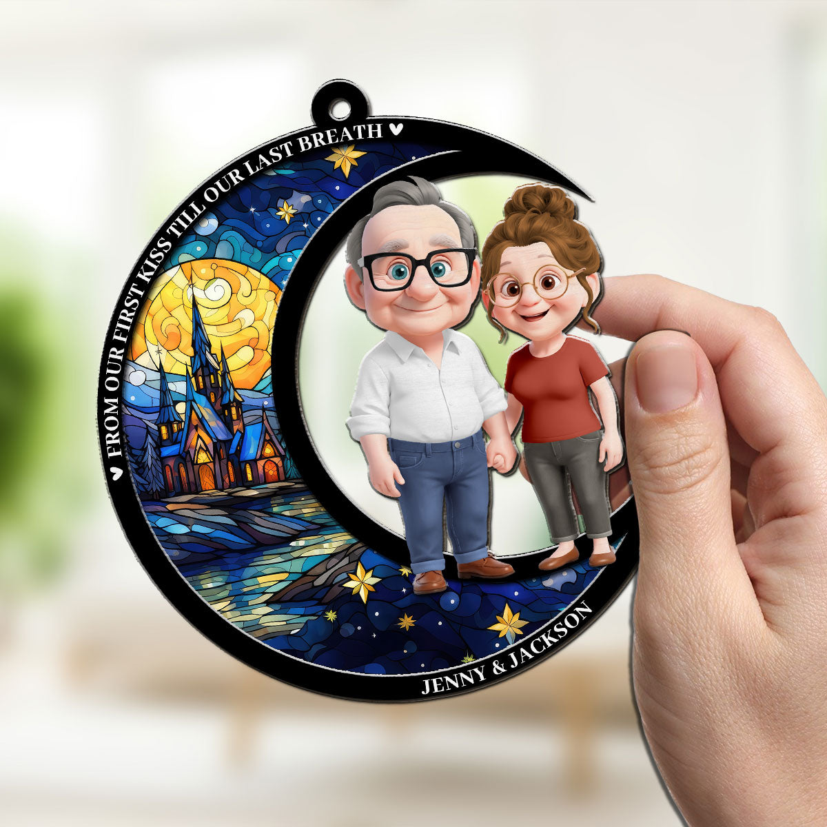 Custom Couple Hanging Decor, Anniversary Valentine's Day Gifts • Our Love Through The Years - Personalized Suncatcher