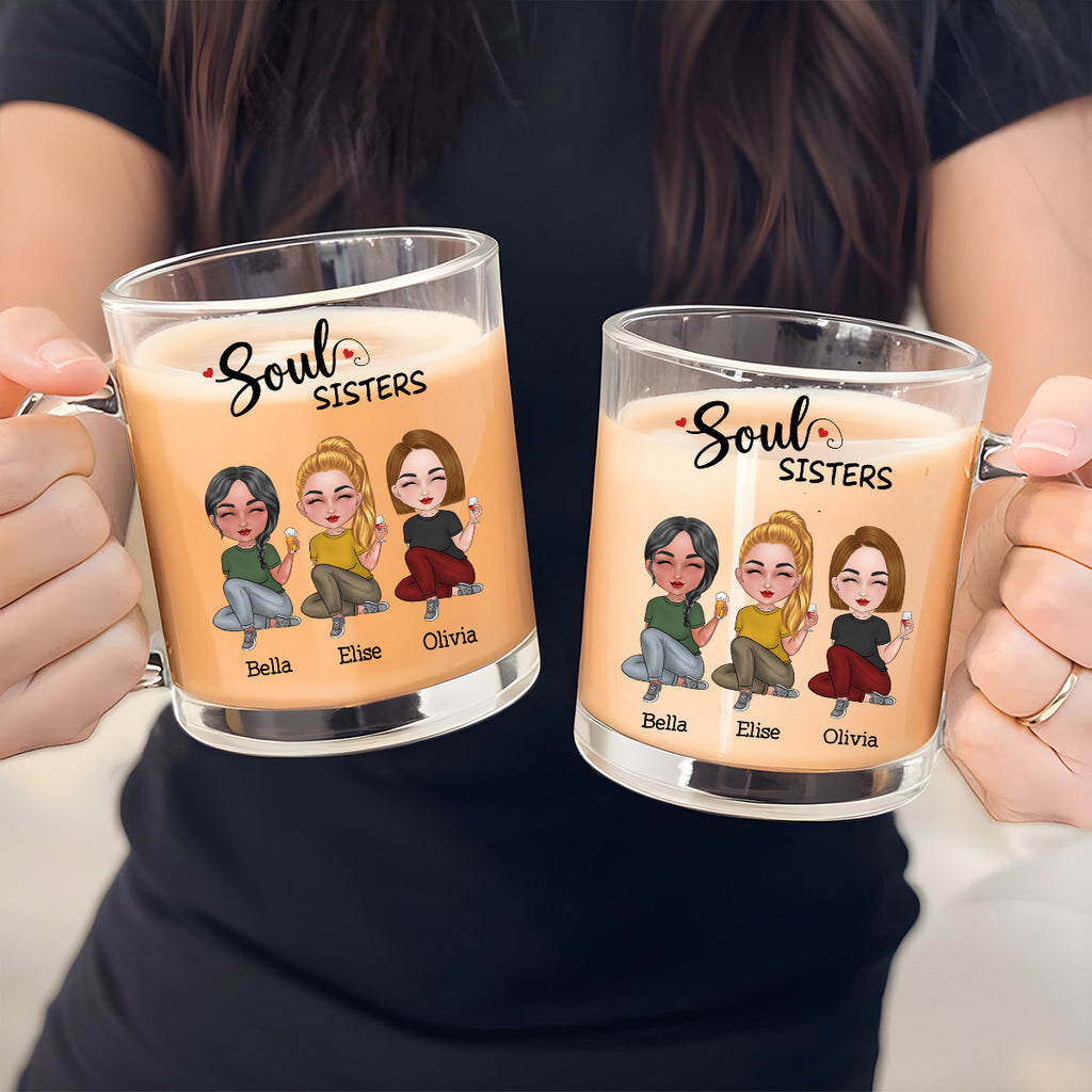 Custom Best Friend, Christmas & Birthday Friendship Keepsake Gift • Soul Sisters - Personalized Glass Mug