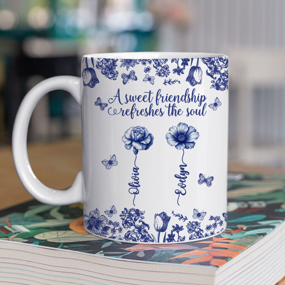 Custom Best Friend, Christmas & Birthday Friendship Keepsake Gift • A Sweet Friendship Toile - Personalized Coffee Mug