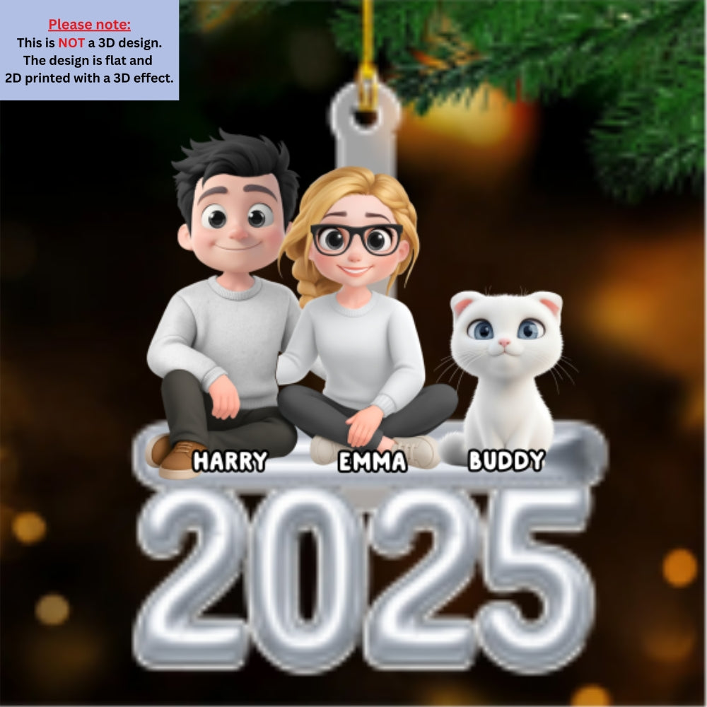 Custom Family Ornament, Christmas Gift for Family Members •  Us And Our Kid Pet - Personalized Acrylic Ornament