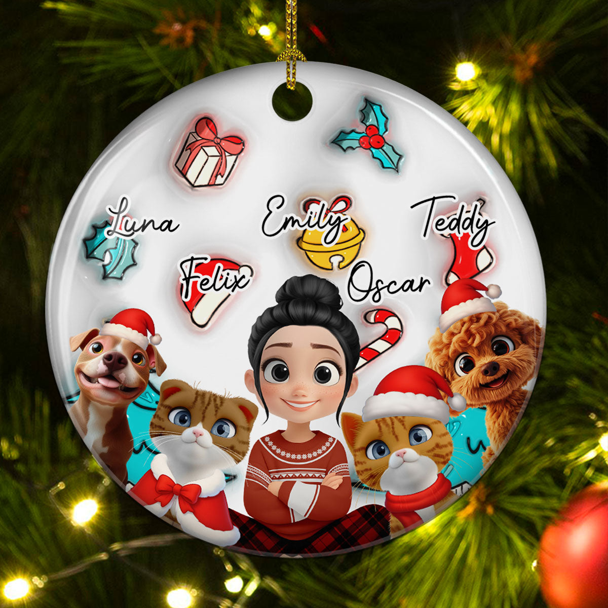 Custom Keepsake Christmas Ornament •  Santa Is Coming To Them - Personalized 3D Inflated Effect Ceramic Ornament