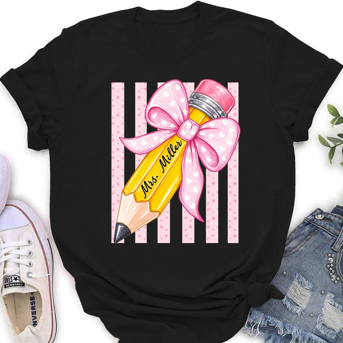 Custom Christmas & Birthday Keepsake Gift • Best Teacher Ever Hands Down - Personalized Shirt