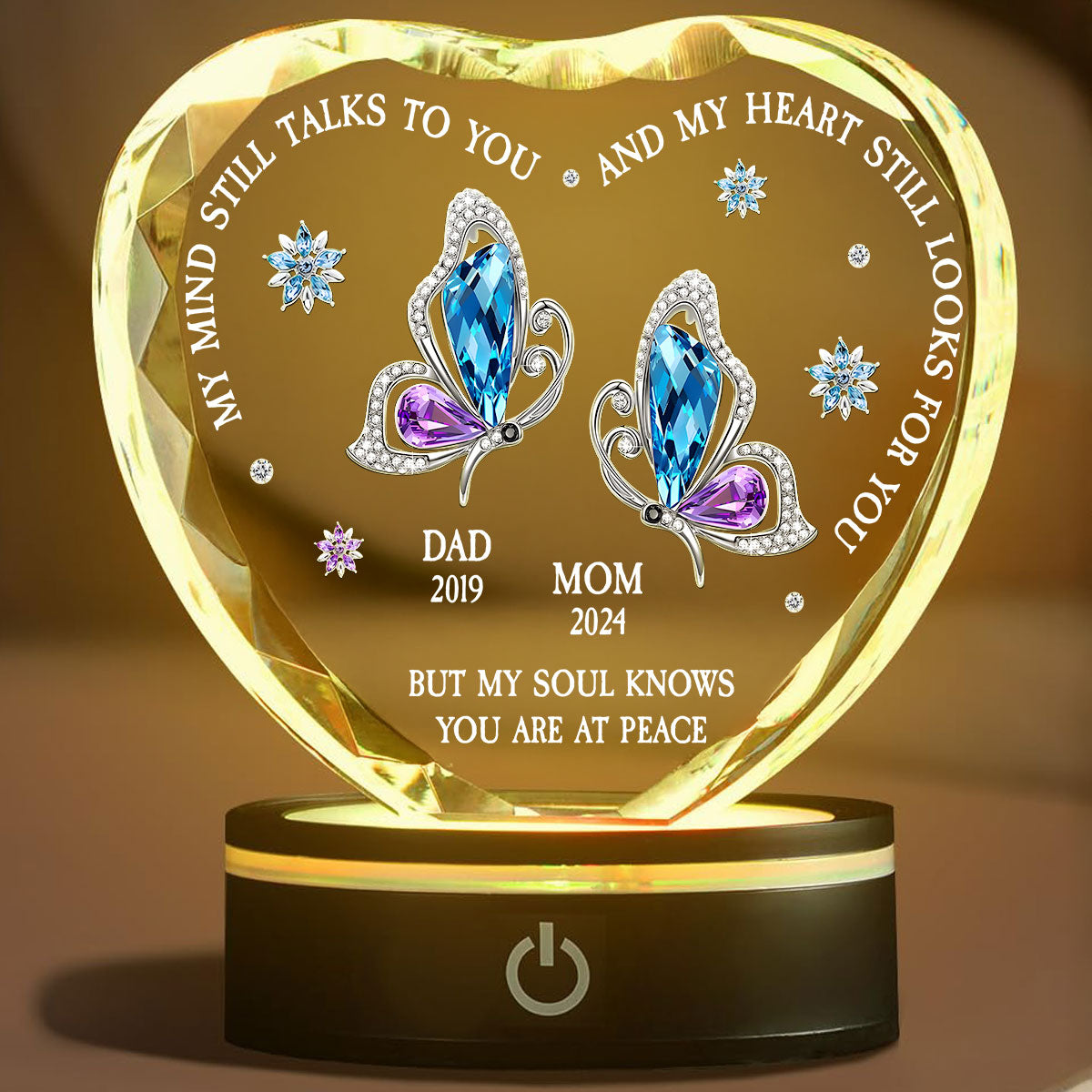 My Soul Knows You Are At Peace - Personalized Crystal Led Light