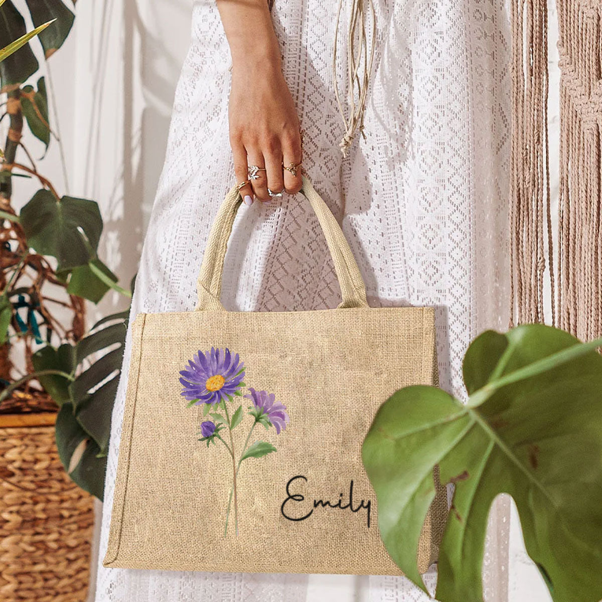 Friends Are Flowers That Never Fade - Personalized Jute Tote Bag