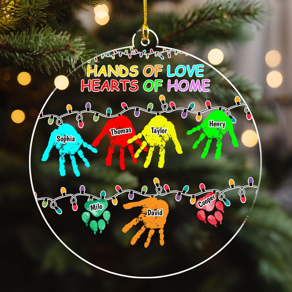 Custom Family Ornament, Christmas Gift for Family Members •  Hands Of Love - Personalized Acrylic Ornament