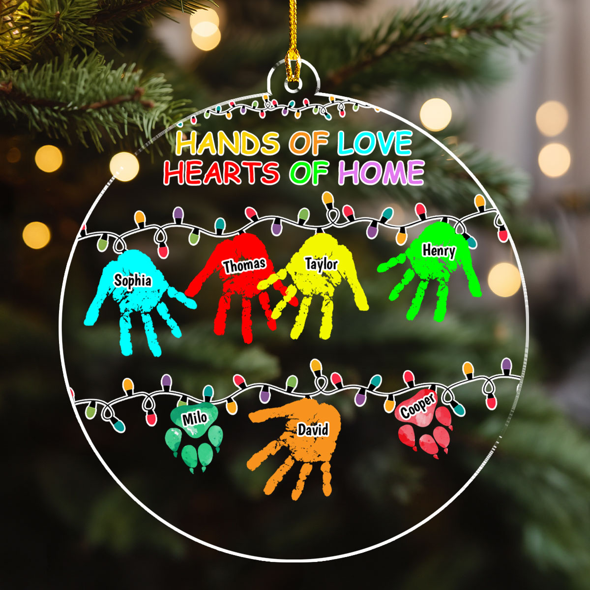 Custom Family Ornament, Christmas Gift for Family Members •  Hands Of Love - Personalized Acrylic Ornament