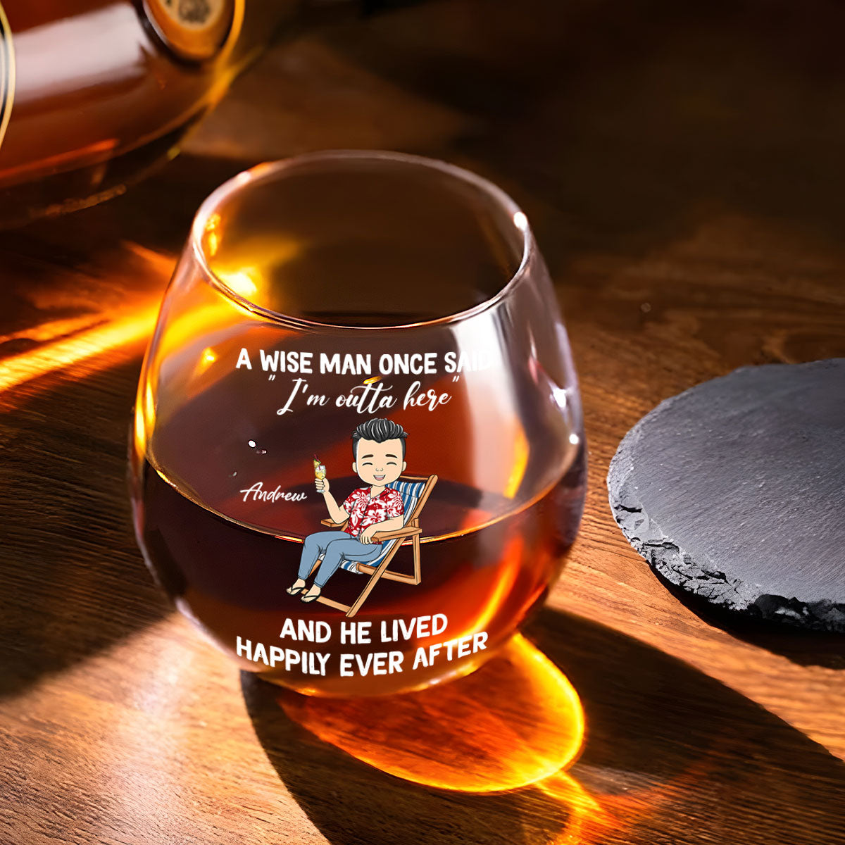 I Am Outta Here Happy Retirement - Personalized Wine Glass