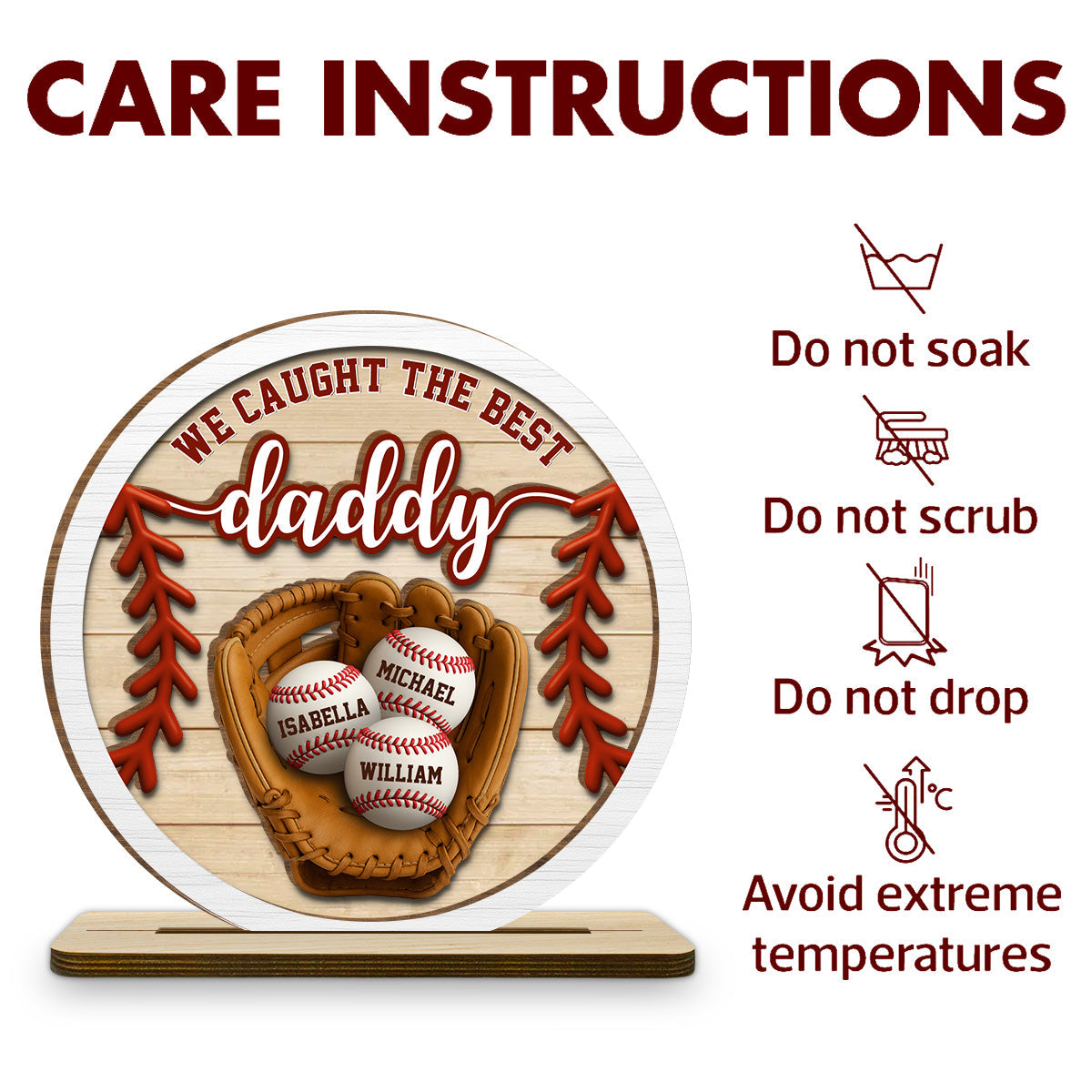 Custom Father's Day Decor, Gift for Dad & Grandpa • Daddy Team - Personalized 2-Layer Wood Plaque With Flat