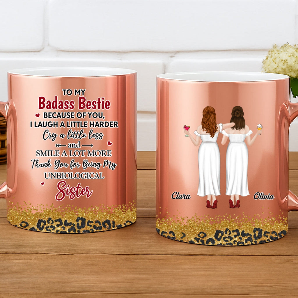 Custom Best Friend, Christmas & Birthday Friendship Keepsake Gift • To My Badass Bestie - Personalized Metallic Mug