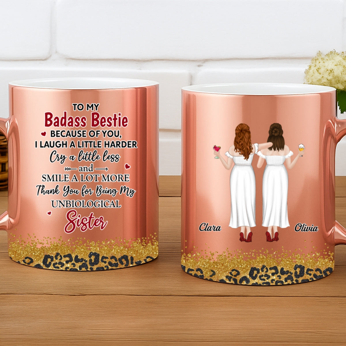 Custom Best Friend, Christmas & Birthday Friendship Keepsake Gift • To My Badass Bestie - Personalized Metallic Mug