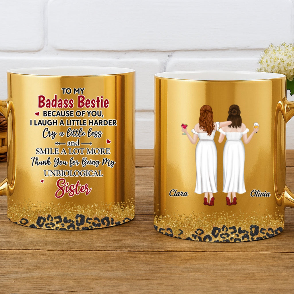 Custom Best Friend, Christmas & Birthday Friendship Keepsake Gift • To My Badass Bestie - Personalized Metallic Mug