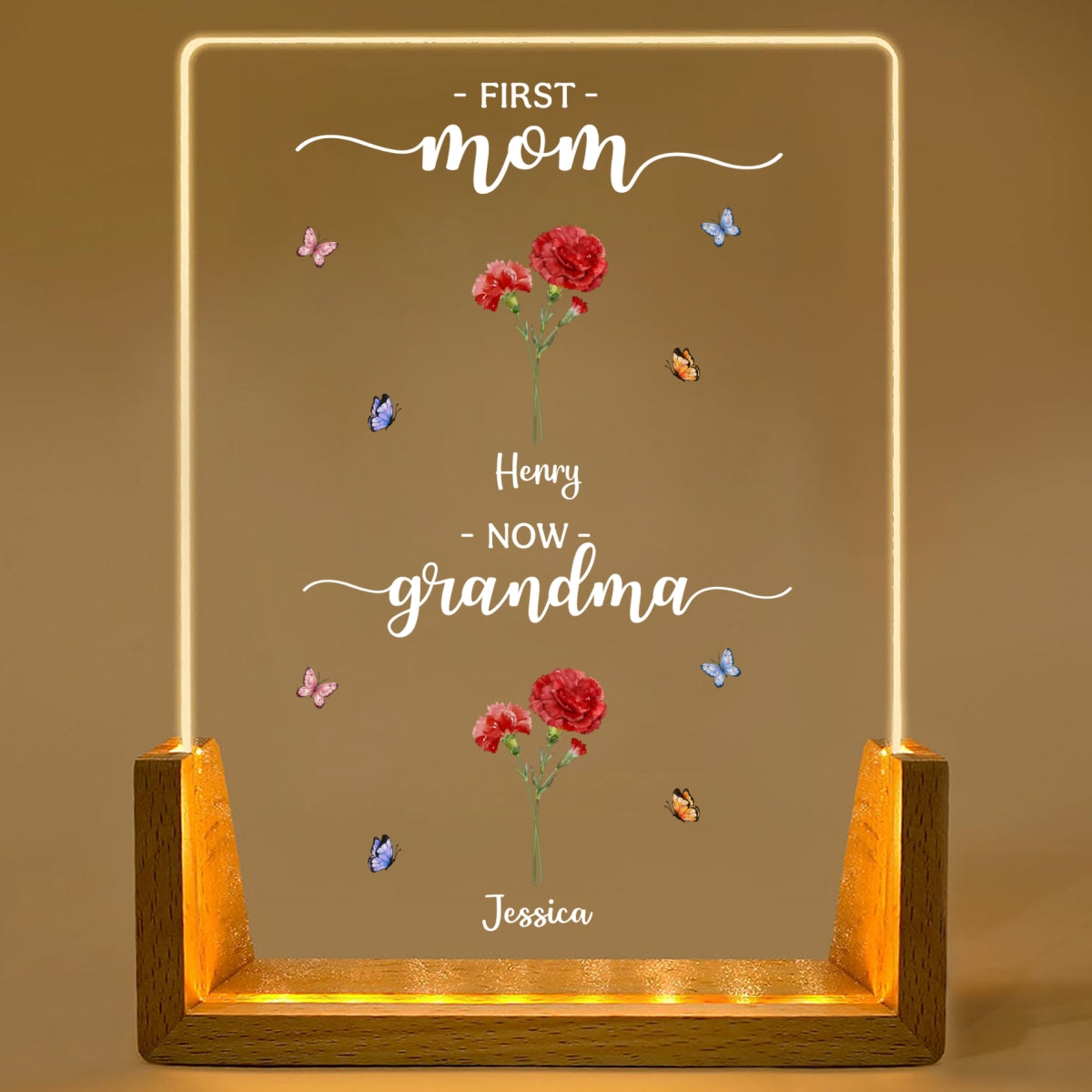 Custom Gift for Mom Grandma, Mother's Day Birthday • First Mom Now Grandma - Personalized Night Light