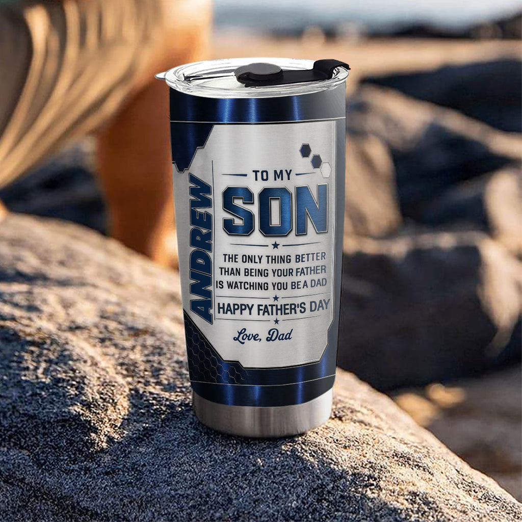 Custom Father's Day Birthday Gifts For Son • Watching You Being A Dad - Personalized 3D Effect Tumbler