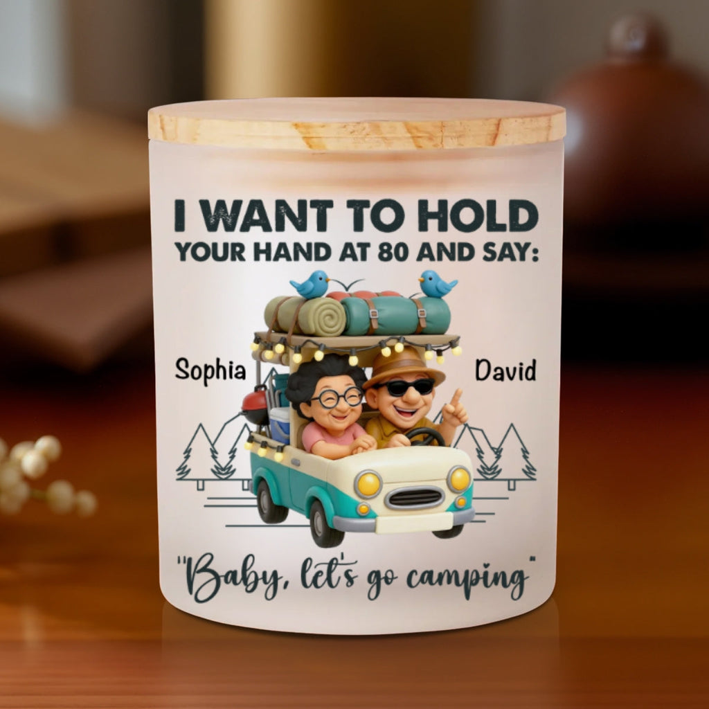 Baby Lets Go Camping - Personalized Glass Jar With LED Candle