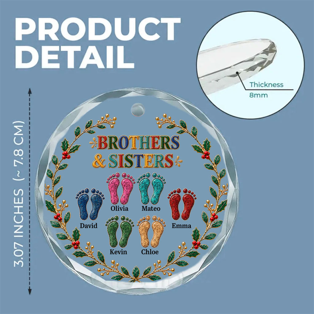 Custom Brothers & Sisters Christmas Ornament •  Forever Siblings - Personalized Glass Ornament