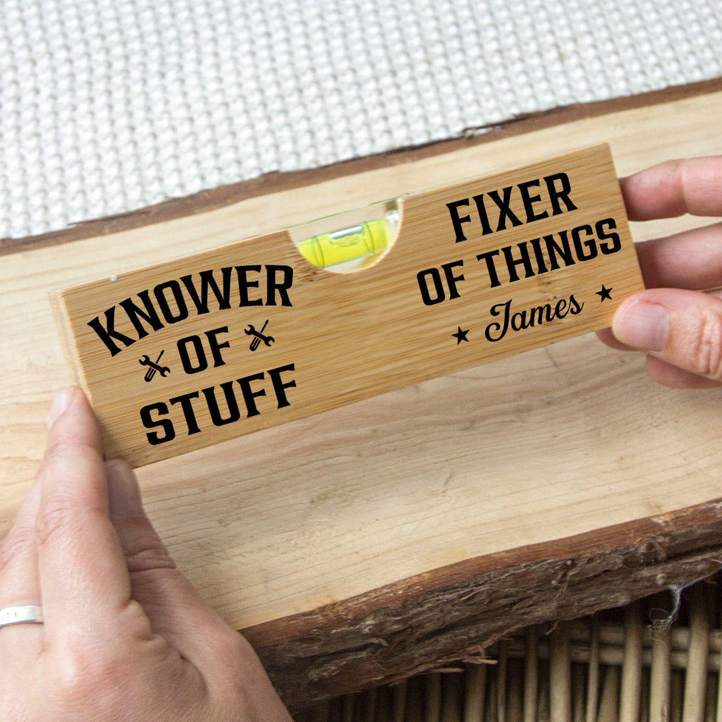 Fixer And Knower - Personalized Wooden Spirit Level Bottle Opener