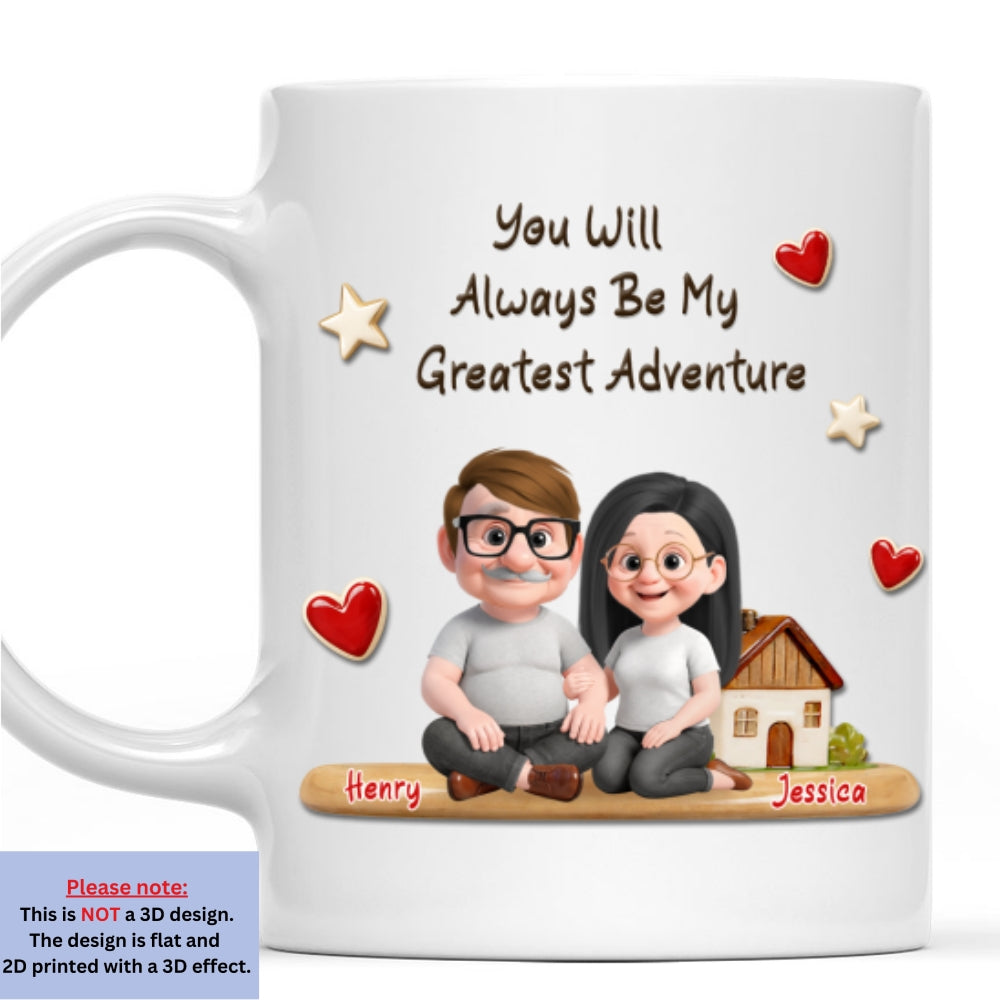 Custom Anniversary Keepsake Gifts For Couple • My Greatest Adventure - Personalized 3D Effect Mug