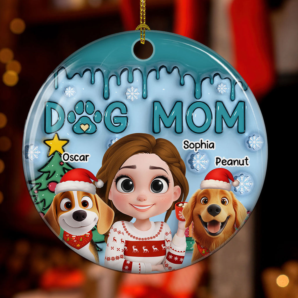 Custom Keepsake Christmas Ornament •  Me And Lovely Dog - Personalized 3D Inflated Effect Ceramic Ornament