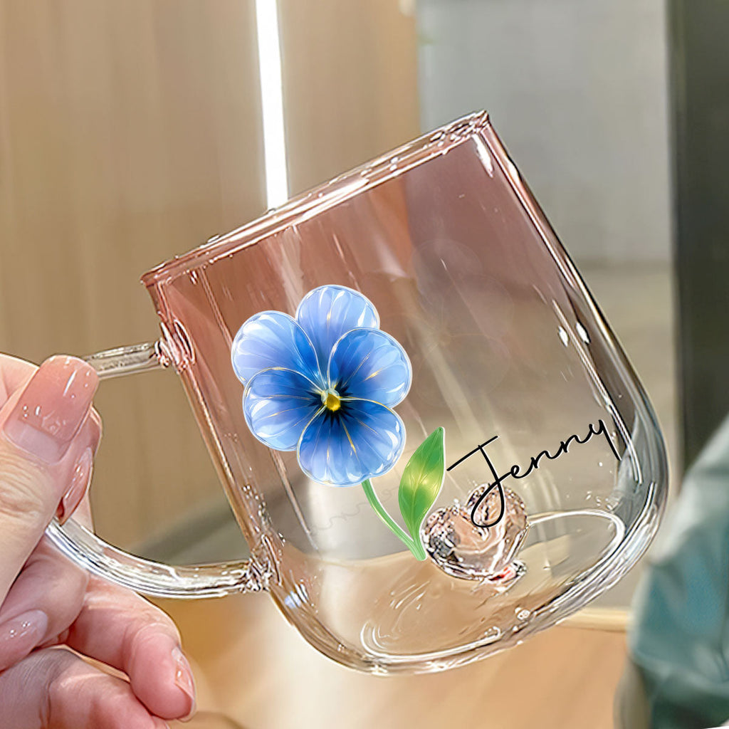 Custom Best Friend, Christmas & Birthday Friendship Keepsake Gift • You Are The Most Beautiful Glass Flower - Personalized Pink Gradient Glass Mug