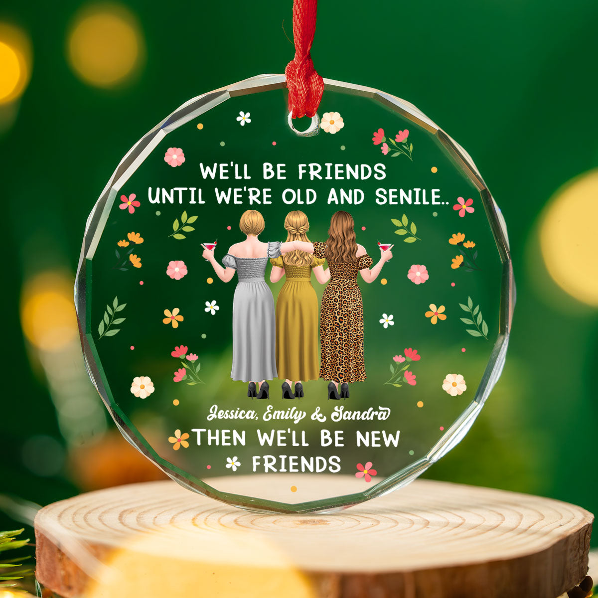 Custom Friendship Christmas Ornament, Best Friend Gift •  Old But Still Fabulous Friends - Personalized Glass Ornament