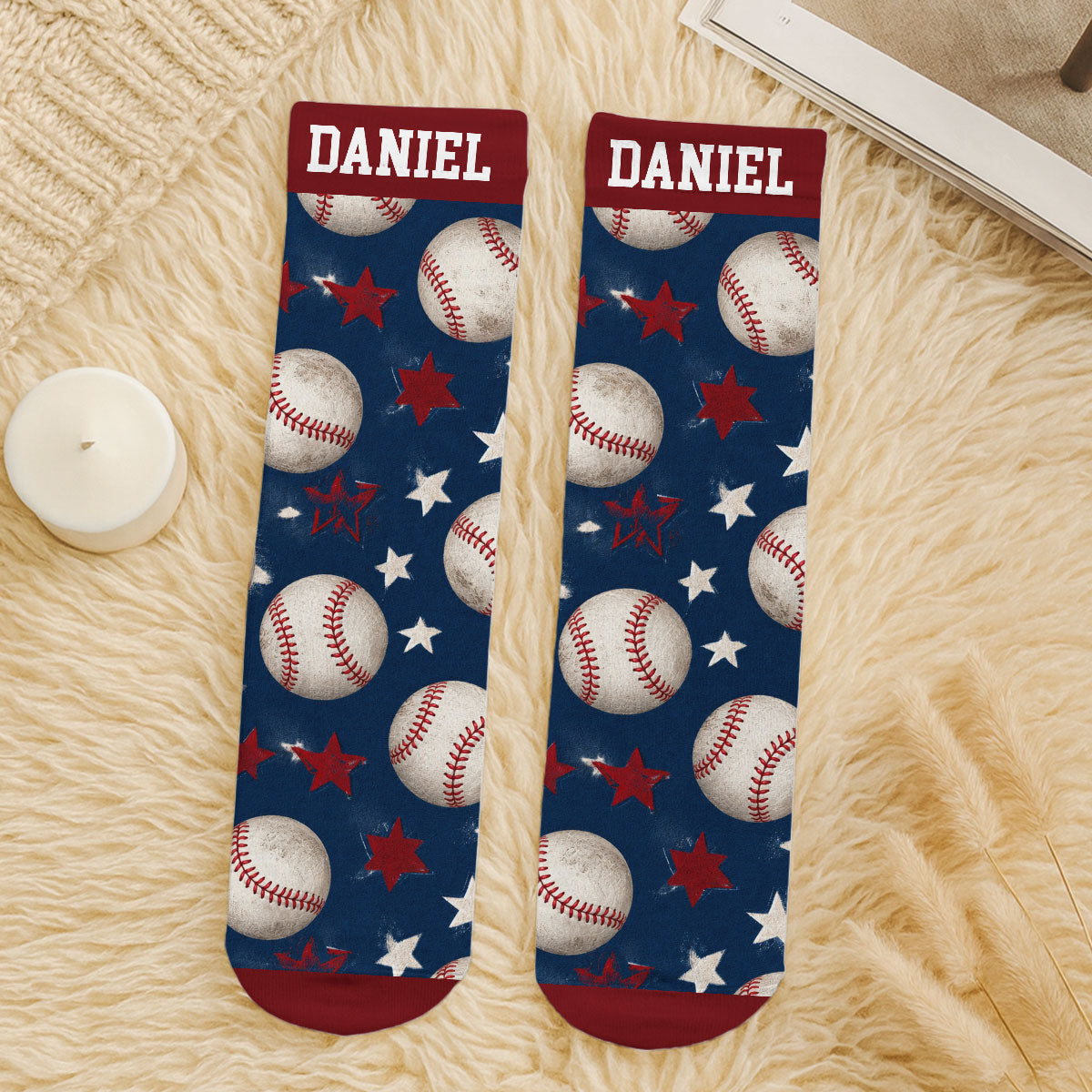 Custom Name Football Fan Footwear, Game Day Christmas Gift • Game Day Vibes - Personalized Crew Socks