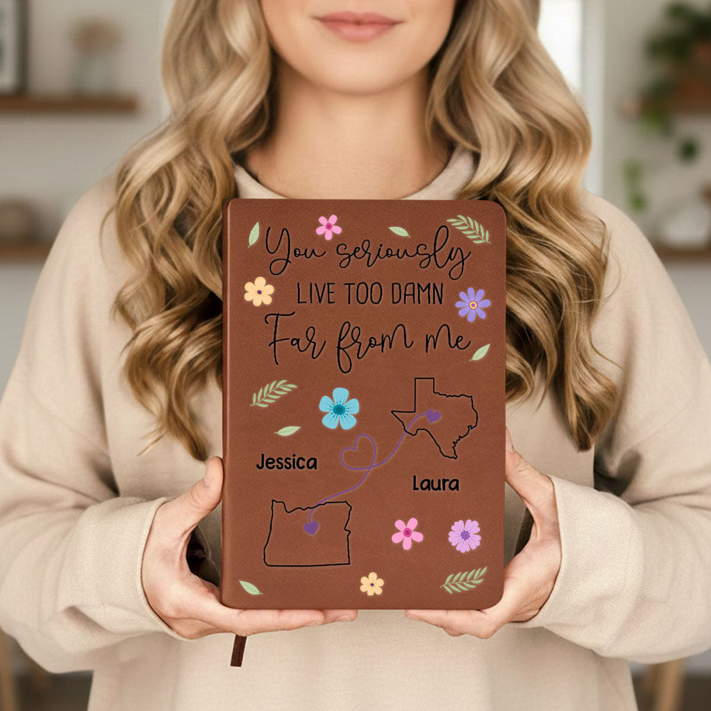 Custom Long Distance Friendship Gifts For Bestie • Wish You Lived Much Closer - Personalized Leather Journal