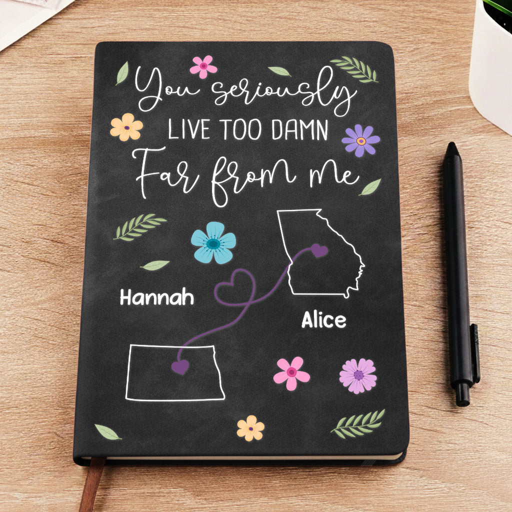 Custom Long Distance Friendship Gifts For Bestie • Wish You Lived Much Closer - Personalized Leather Journal