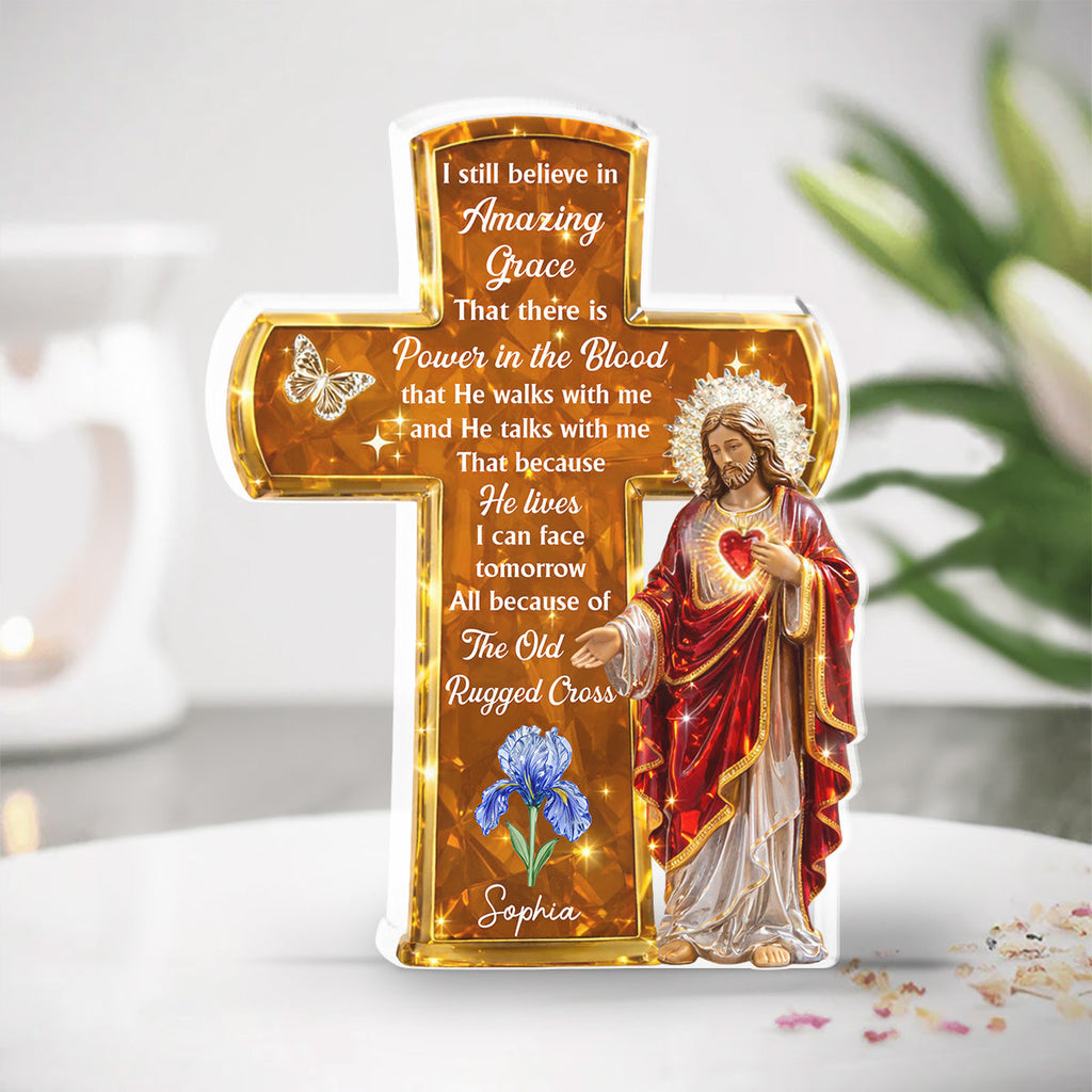 Custom Decor, Christmas Birthday Anniversary Gift Keepsake • Living By Faith Jesus - Personalized Acrylic Plaque