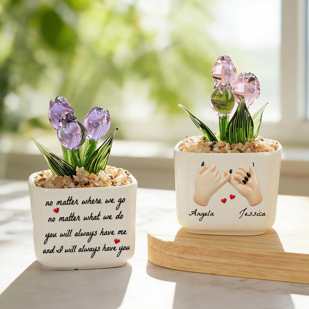 Custom Flower Keepsake, Glass Home Decor Gift for Soul Sister • No Matter - Personalized 3D Effect Glass Everlasting Tulips