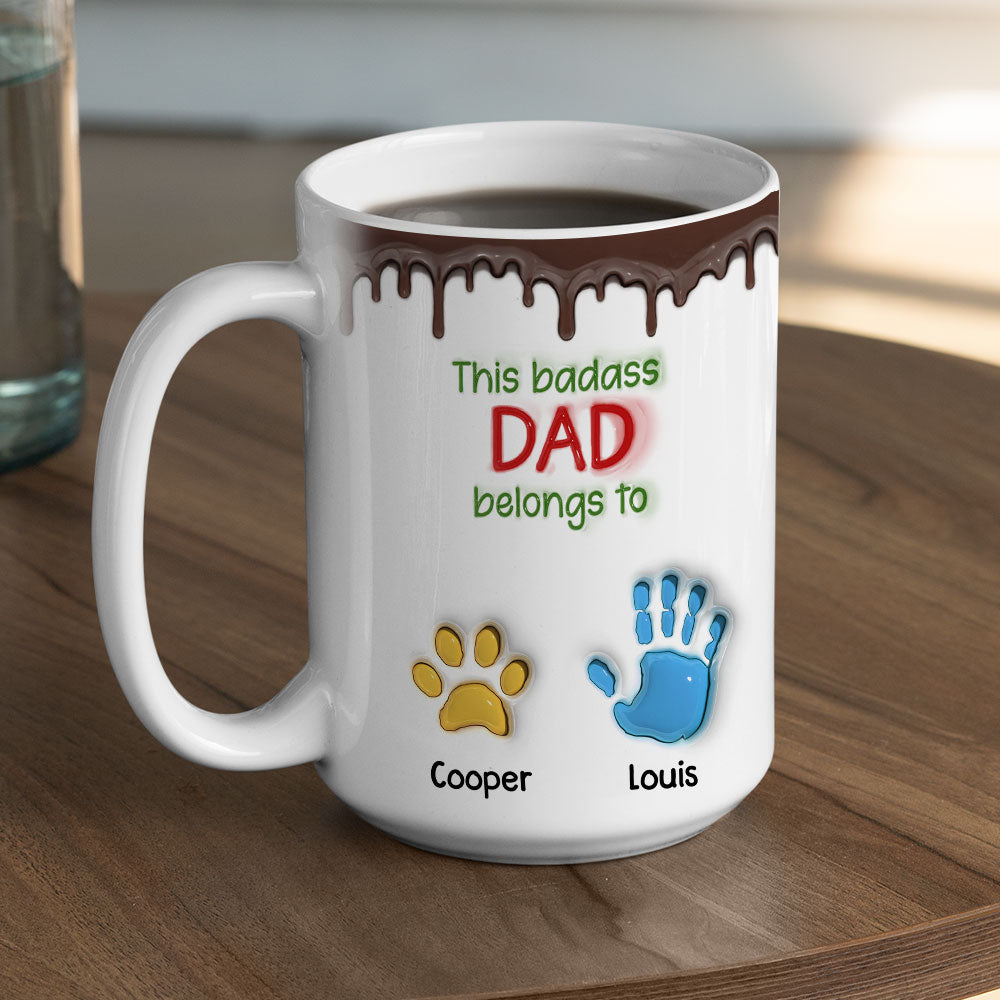 Custom Christmas & Birthday Keepsake Gift • This Awesome Dad Belongs To Us - Personalized 3D Inflated Effect Mug