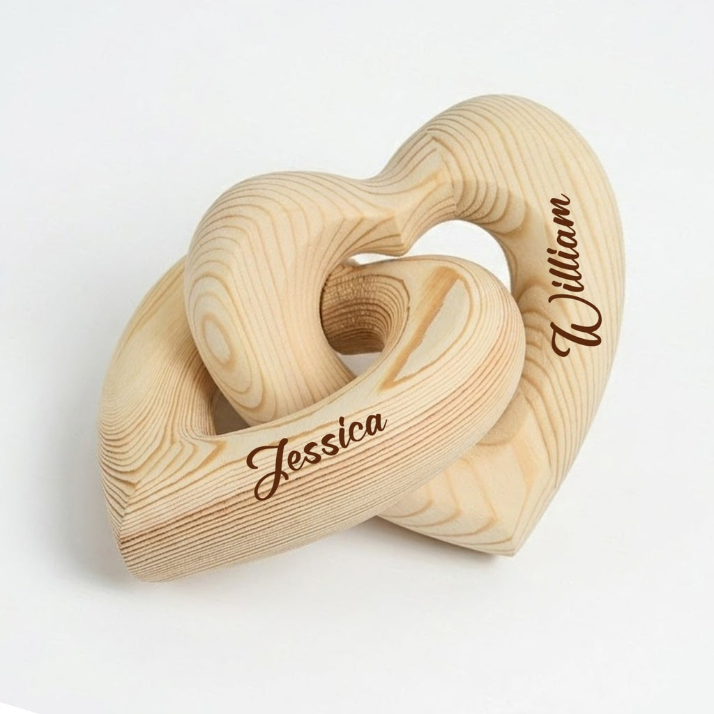 Custom Christmas Anniversary Wedding Birthday Gifts for Wife, Husband • Heart To Heart - Personalized Engraved Infinity Heart Sculpture