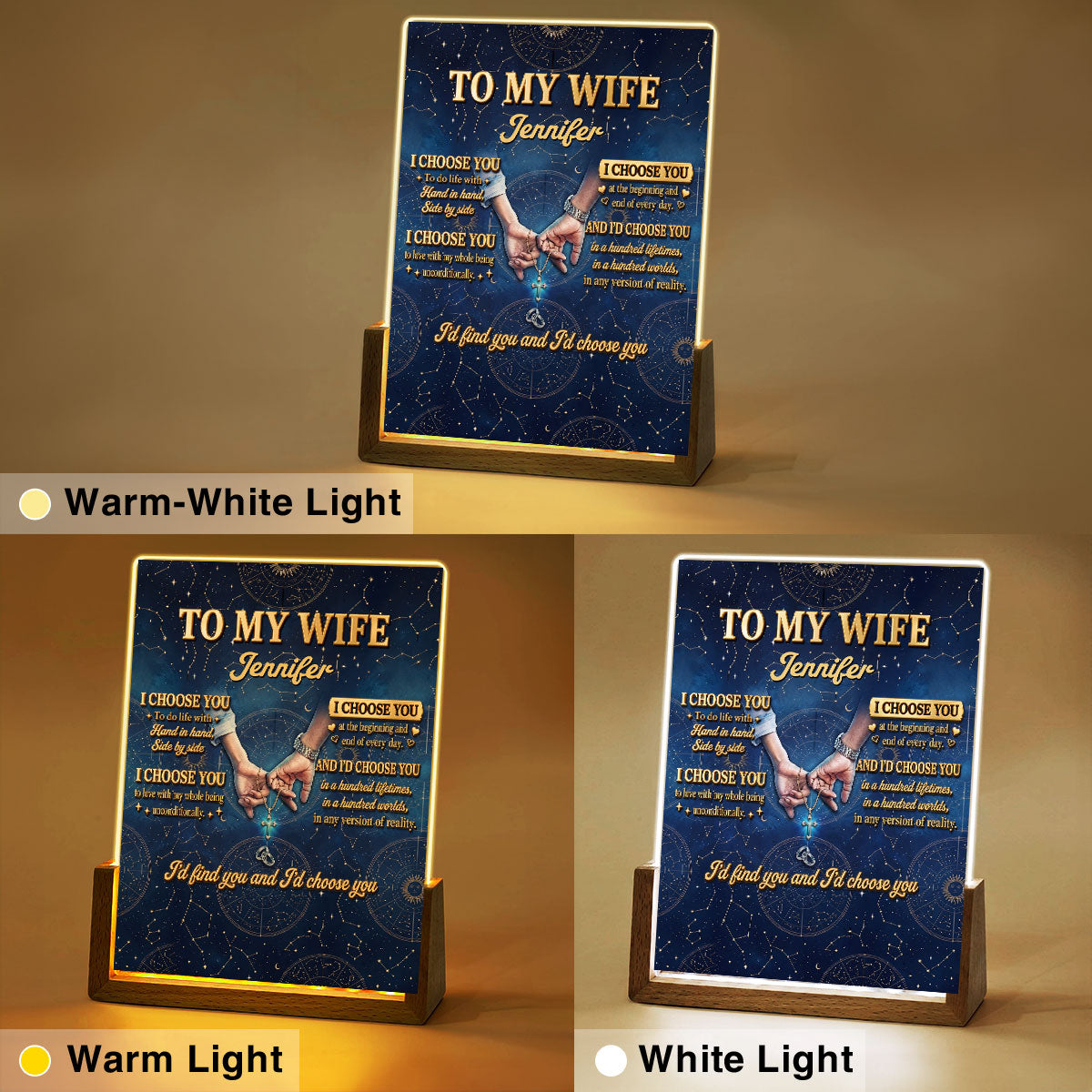 Custom Anniversary, Wedding, Christmas Gift For Wife, Her • I Choose You - Personalized Night Light