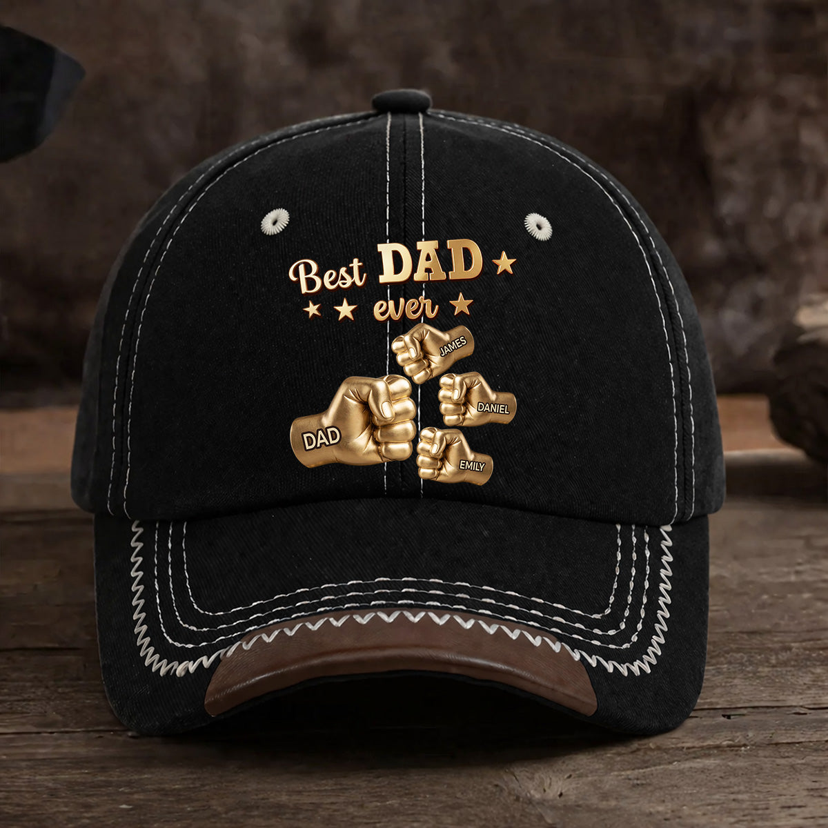 Gold Best Dad - Personalized Vintage Soft Baseball Cap