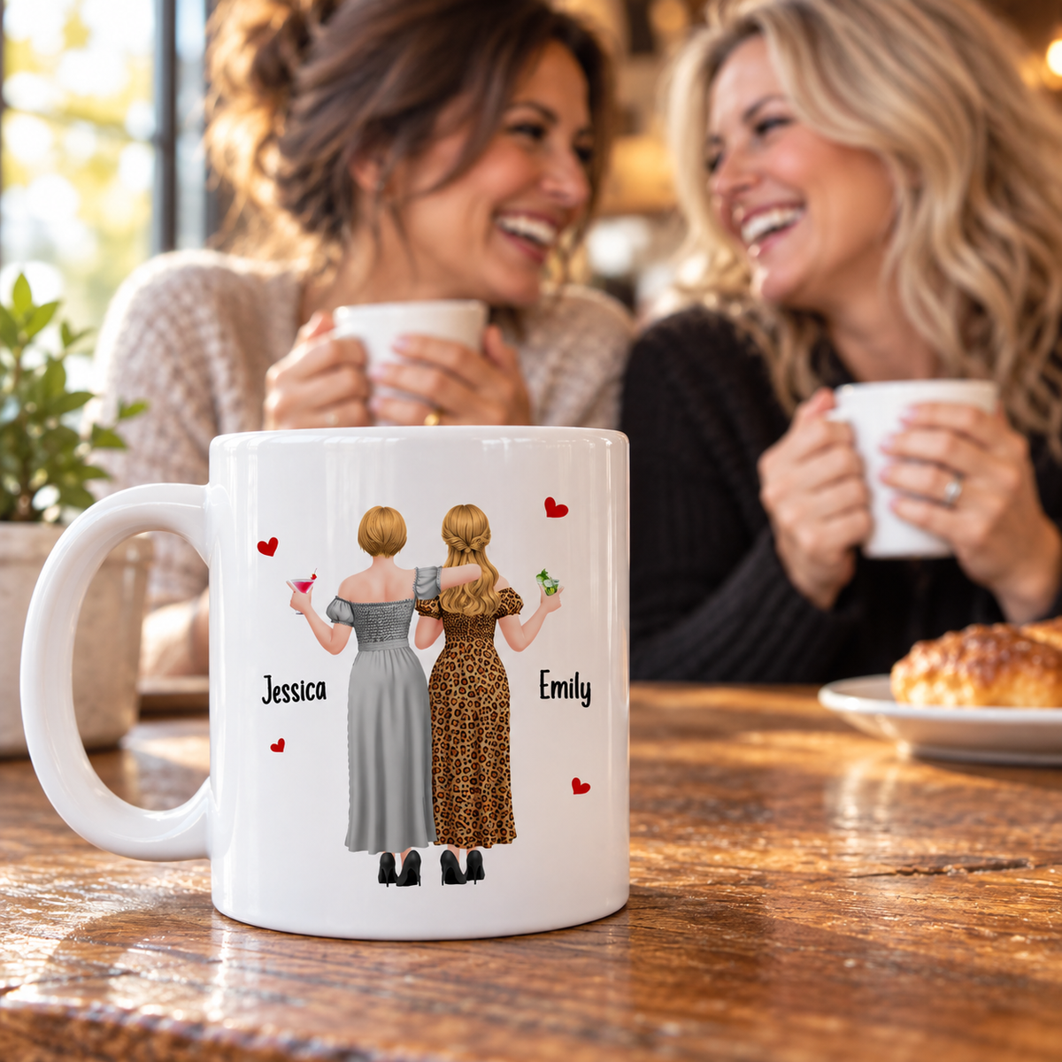 Custom Best Friend, Christmas & Birthday Friendship Keepsake Gift • Bad Influence Besties - Personalized Coffee Mug