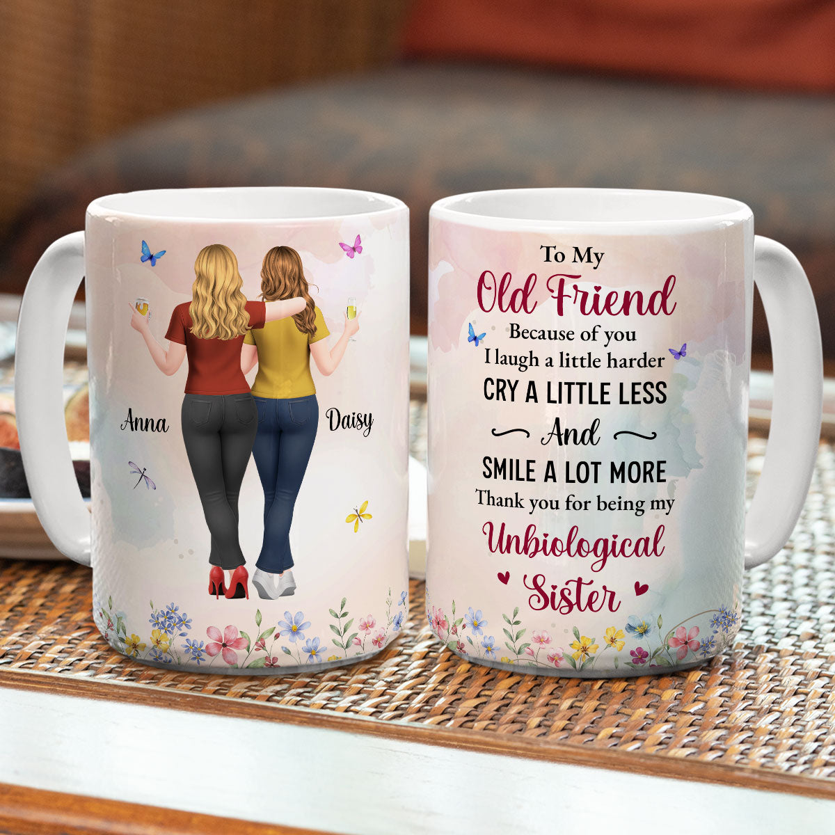 Custom Best Friend, Christmas & Birthday Friendship Keepsake Gift • Old Friend Unbiological Sister - Personalized Coffee Mug