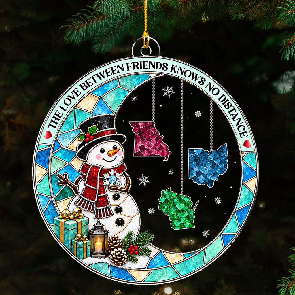 Custom Sister Christmas Ornament •  Love Knows No Bounds - Personalized Acrylic Ornament