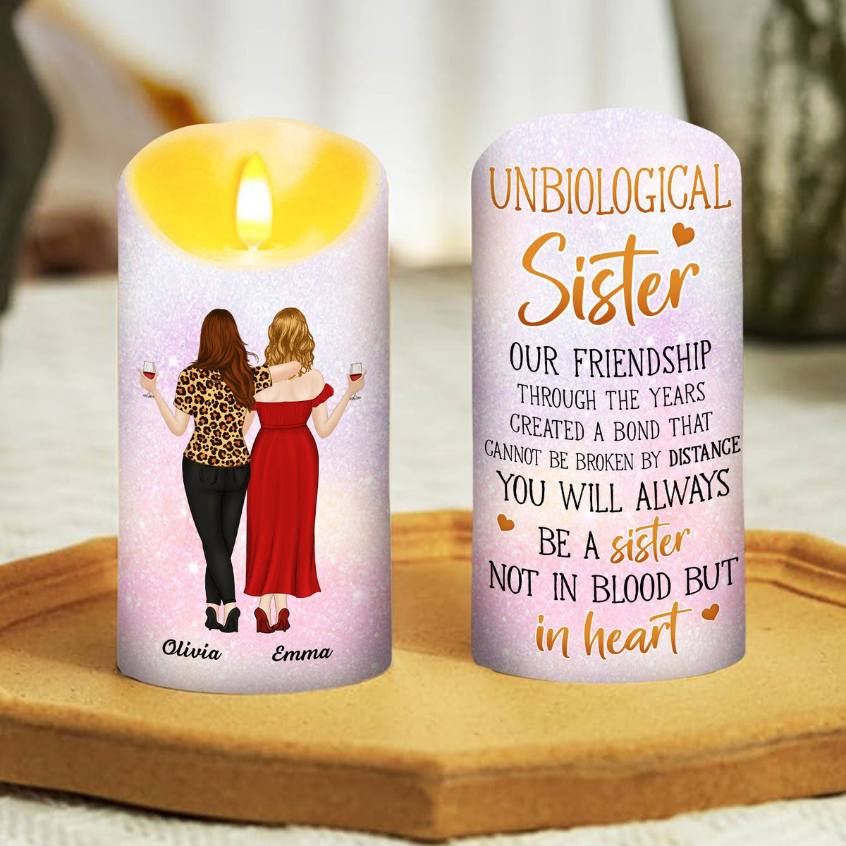 Unbiological Sisters - Personalized LED Candle