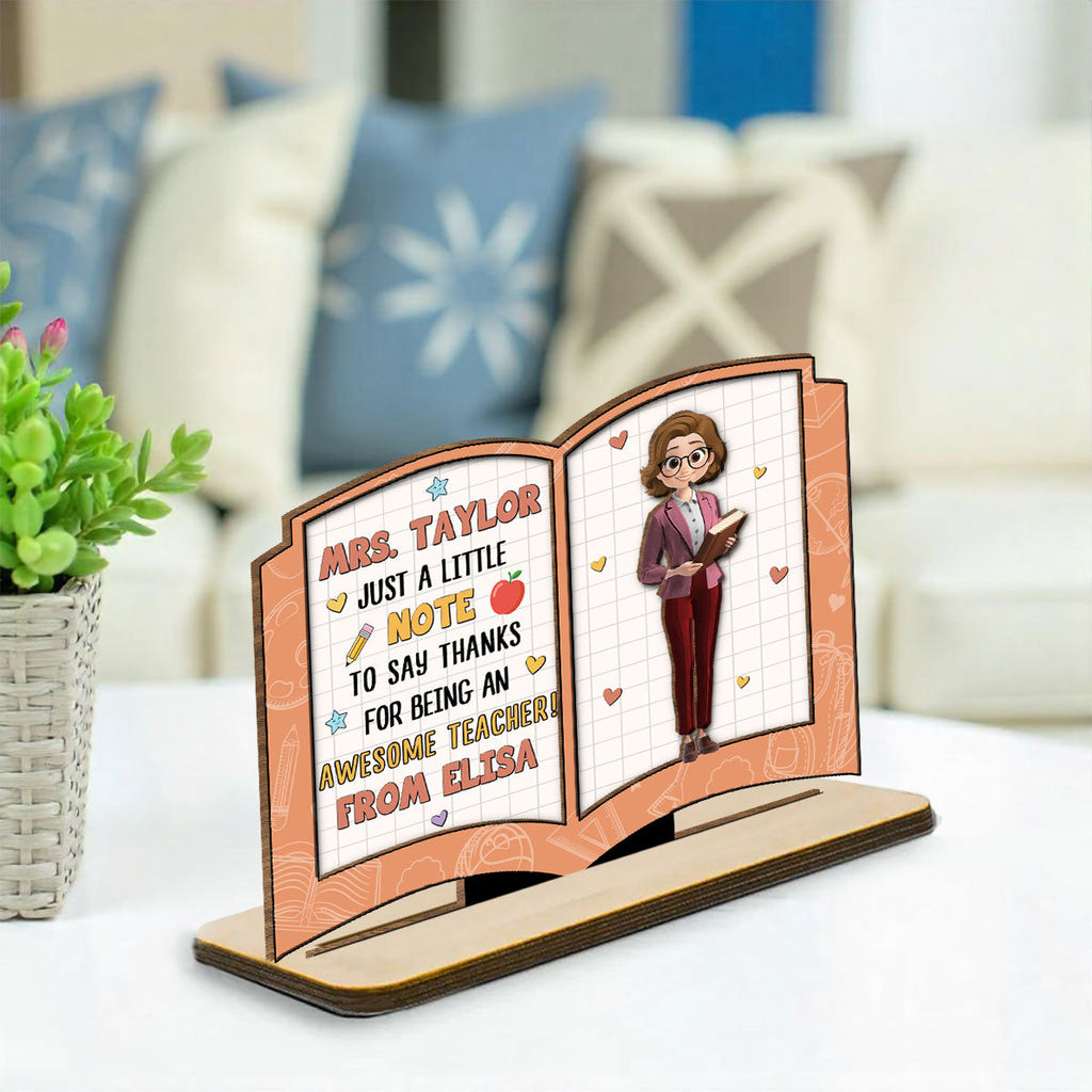 Custom Decor, Christmas Birthday Anniversary Gift Keepsake • Thanks For Being An Awesome Teacher - Personalized 2-Layer Wood Plaque With Flat Base