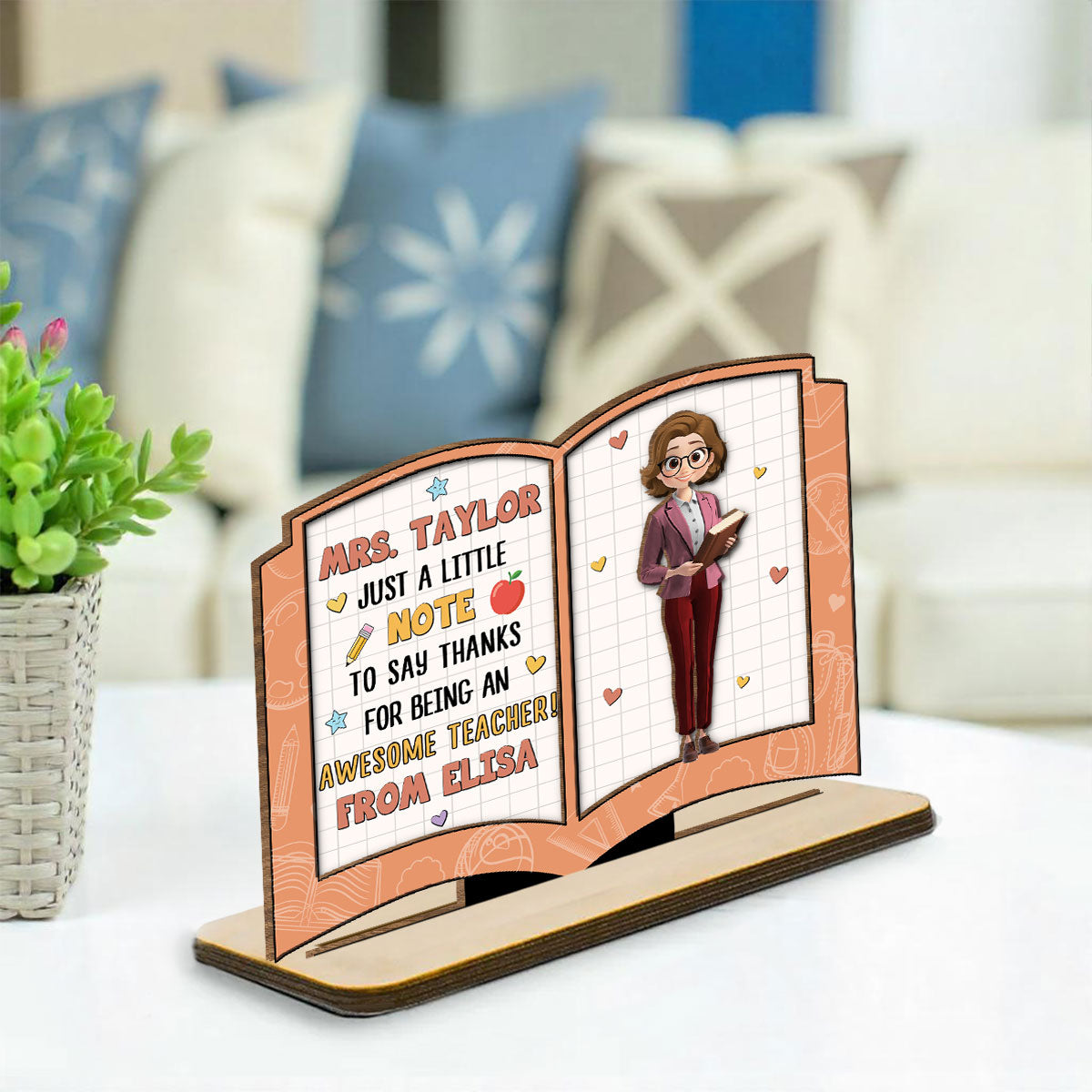 Custom Decor, Christmas Birthday Anniversary Gift Keepsake • Thanks For Being An Awesome Teacher - Personalized 2-Layer Wood Plaque With Flat Base