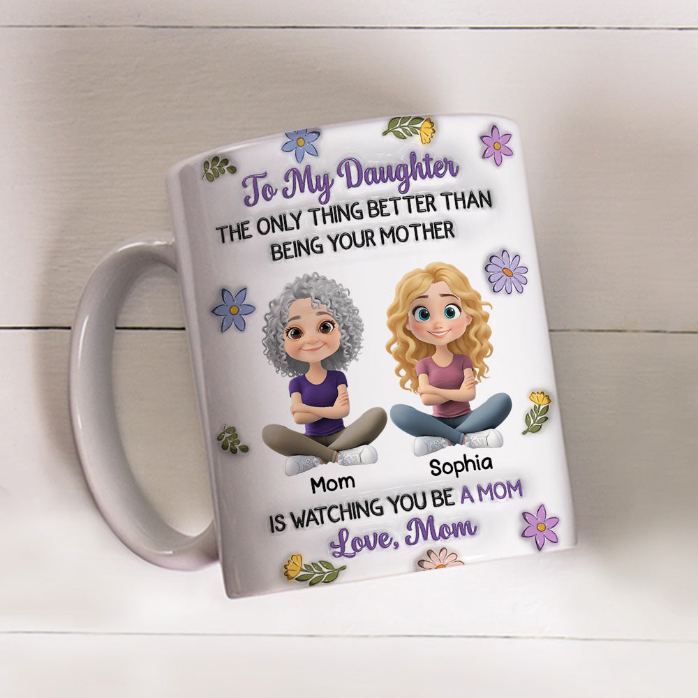 Custom Mother's Day Gift for Daughter • Linked Together Cartoon Version 2 - Personalized 3D Inflated Effect Mug