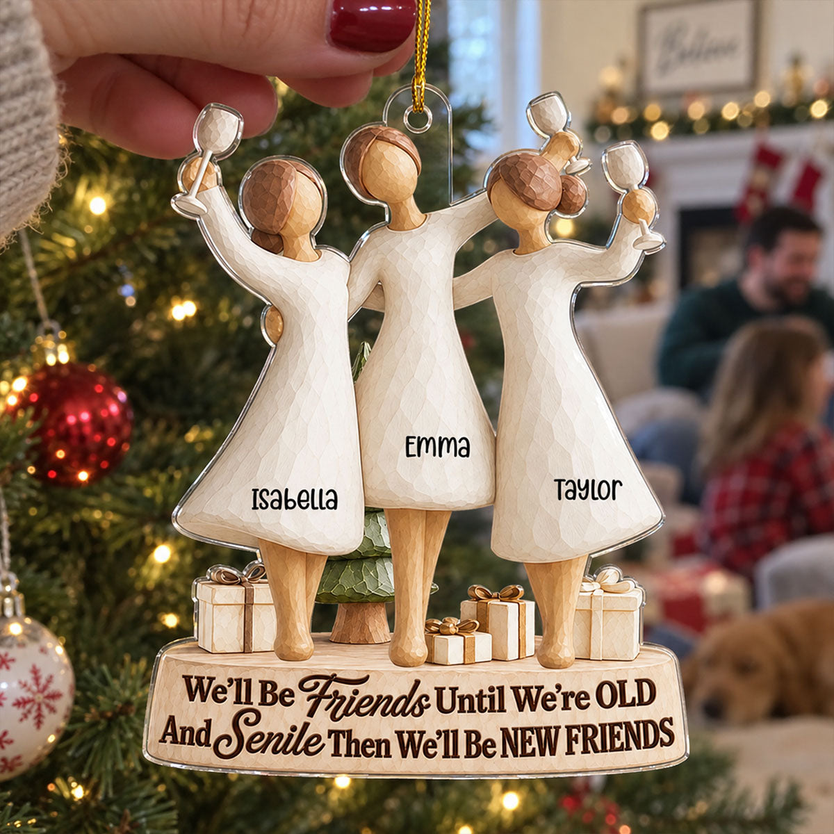 Custom Sister Christmas Ornament •  Old And Senile - Personalized 3D Effect Acrylic Ornament