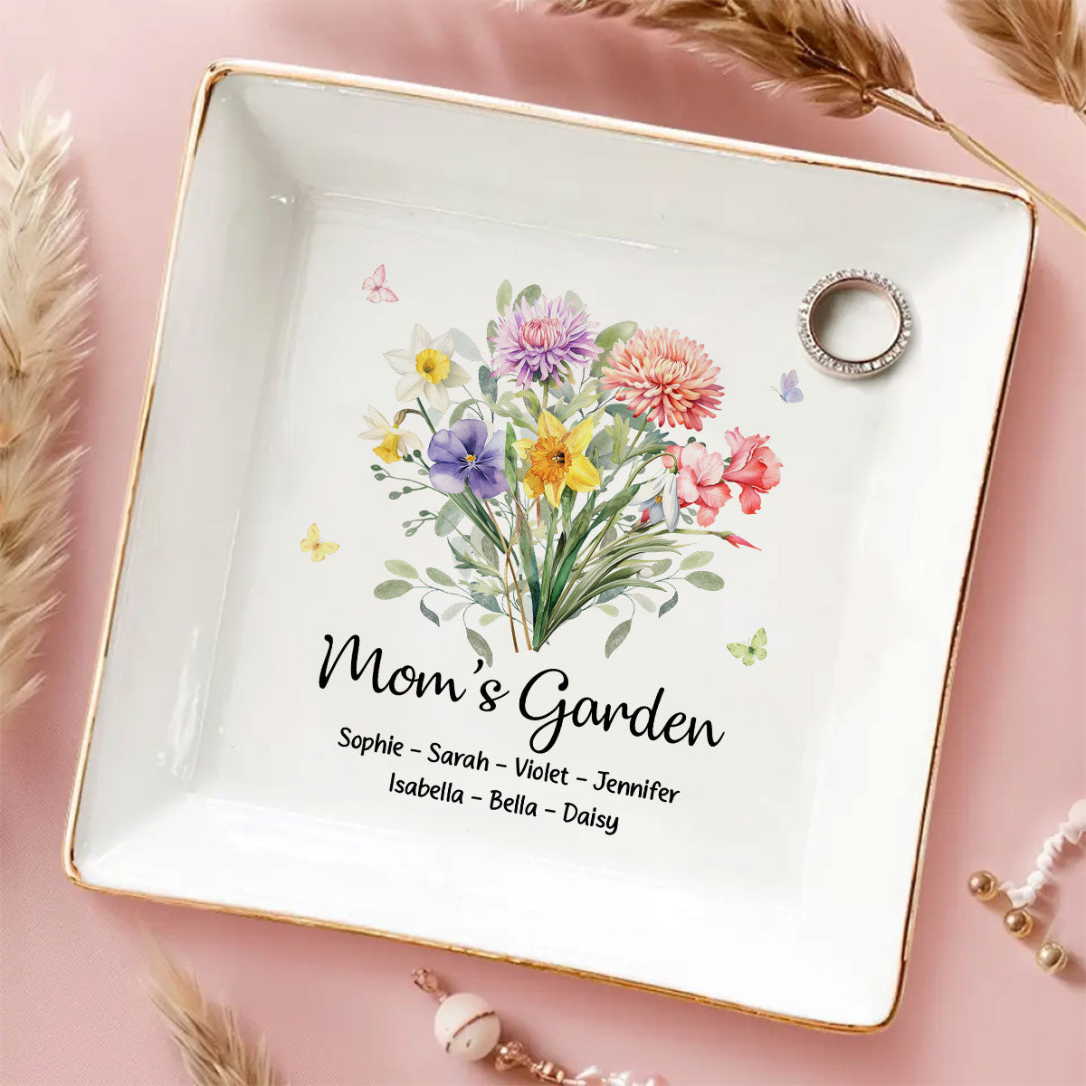 Custom Daughter Trinket Dish, Meaningful Birthday Gift For Her • My Garden - Personalized Jewelry Dish
