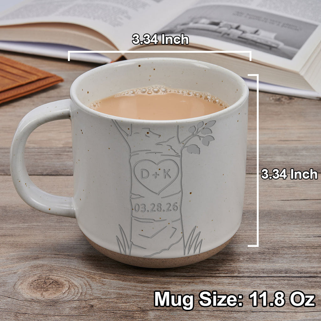 Custom Anniversary Keepsake Gifts For Couple • A Heart Tree Couple - Personalized Engraved Pottery Mug